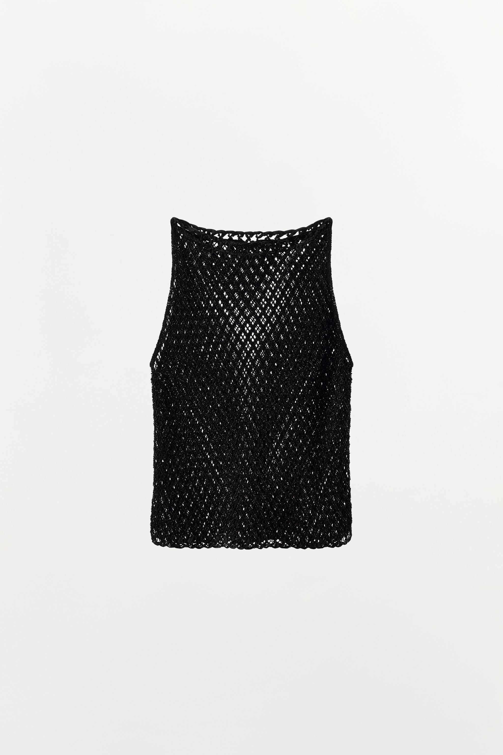 STRUCTURED OPEN-KNIT BEADED TOP